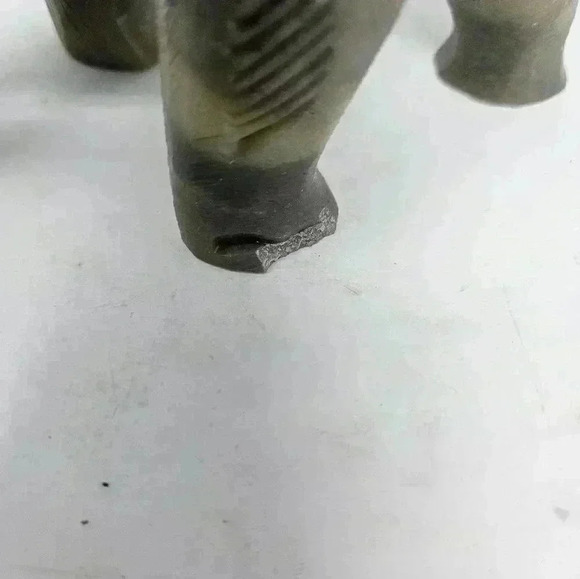 Hand Carved Soapstone Stone Elephant Baby Inside Green Figurine Natural Colors - Picture 5 of 9